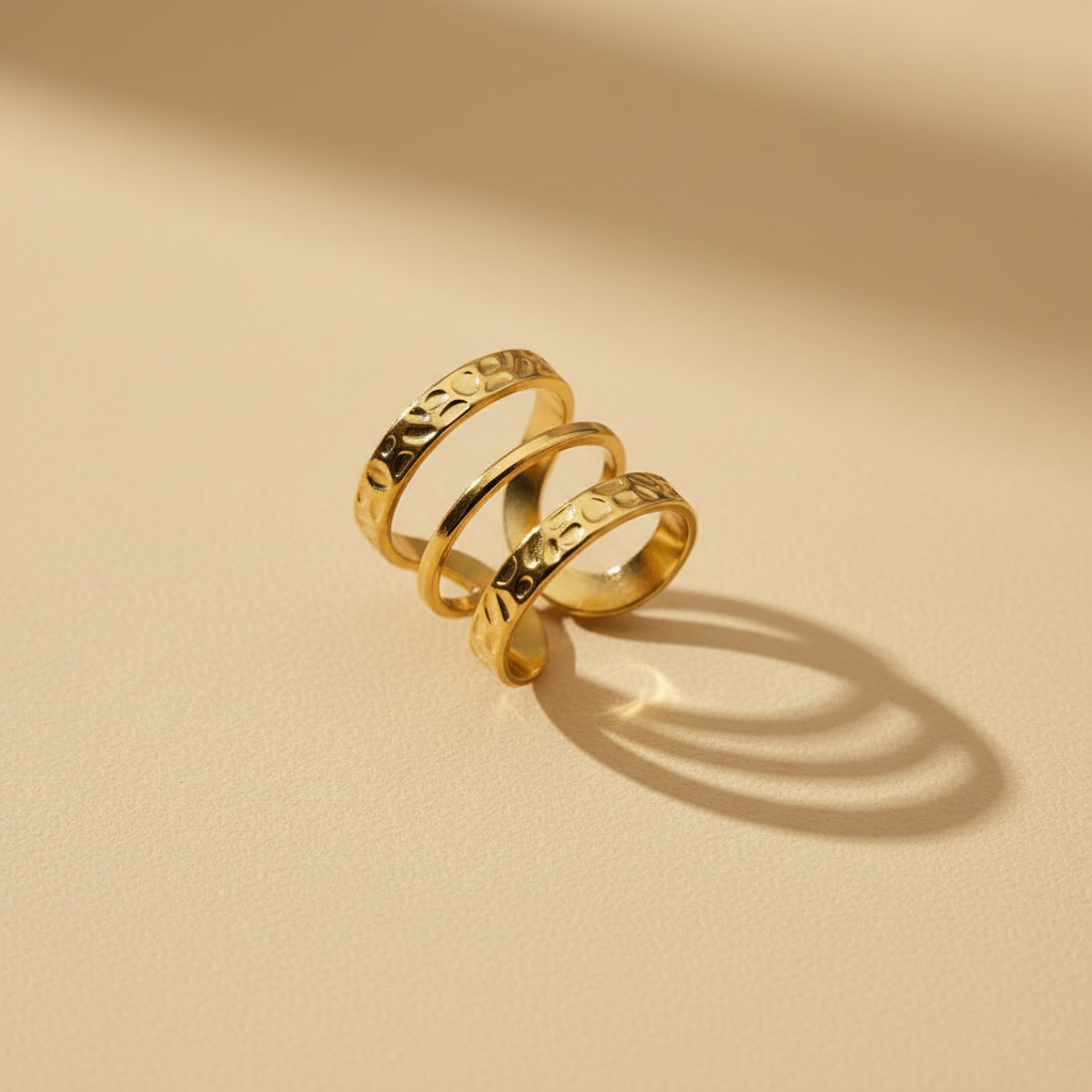 Gold Layered Adjustable Ring – Open Multi Band Design