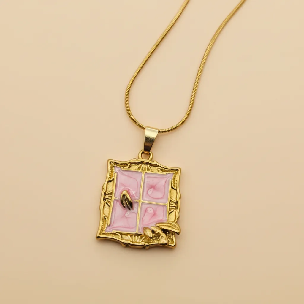 Pink Window Pendant Necklace