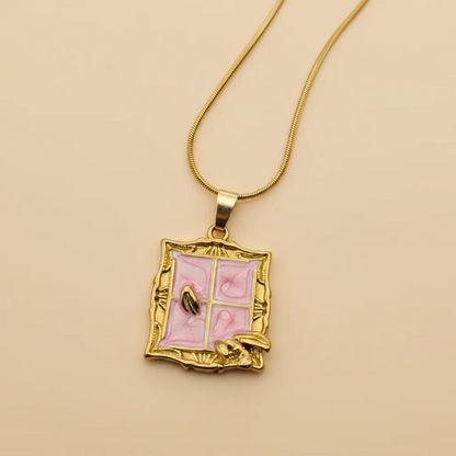 Pink Window Pendant Necklace