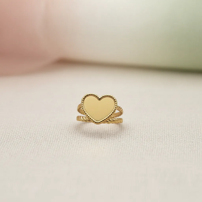 Gold Heart Adjustable Ring – Open Statement Design