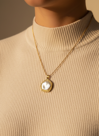 Classic Pearl Frame Pendant