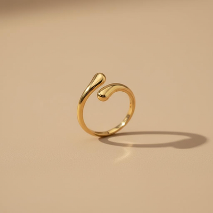 Gold Double Curve Adjustable Ring – Minimal Open Design