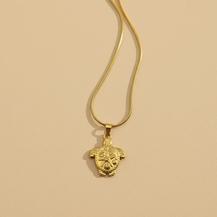 Gold Turtle Pendant Necklace