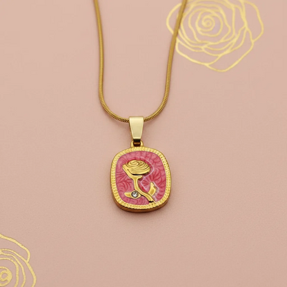Gold Rose Pendant Necklace – Textured Floral Charm