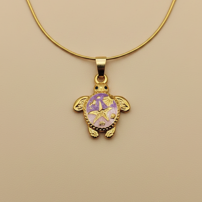 Gold Turtle Ocean Necklace – Playful Sea Turtle Pendant