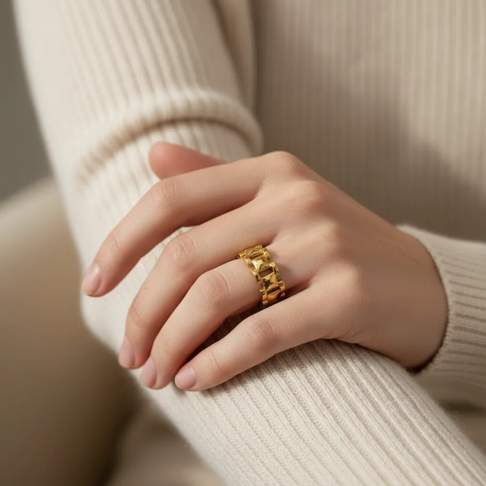 Gold Chunky Chain Adjustable Ring