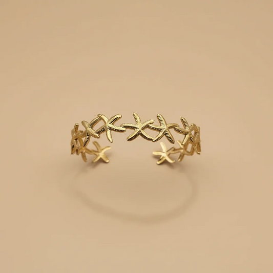 Bracelet jonc Étoile de mer dorée – Bijou d'été côtier