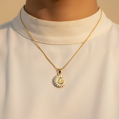 White Gold Shell Pendant Necklace