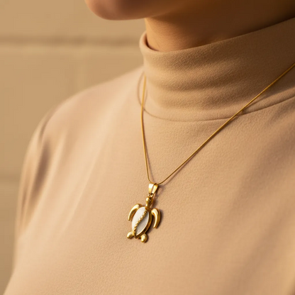 Marble Turtle Pendant Necklace