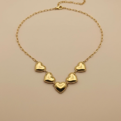 Gold Heart Paperclip Necklace – 40cm
