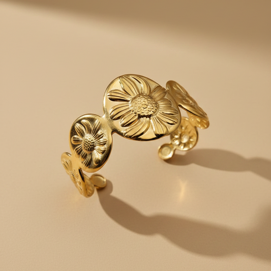 Bracelet jonc ouvert Fleur d'Or