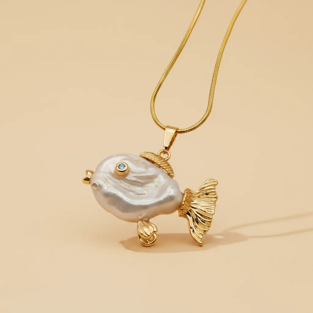 Pearl Fish Pendant Necklace
