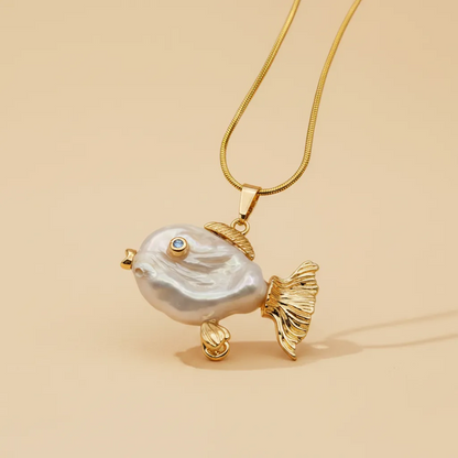 Pearl Fish Pendant Necklace