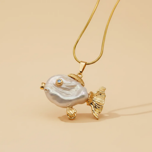 Pearl Fish Pendant Necklace