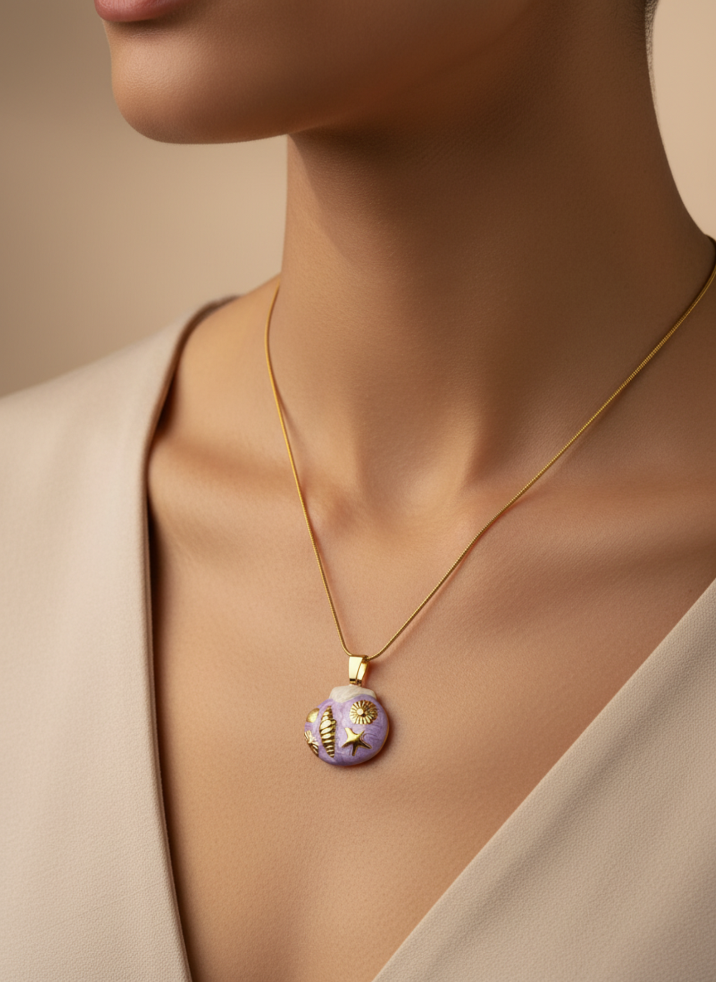 Gold Shell Starfish Necklace