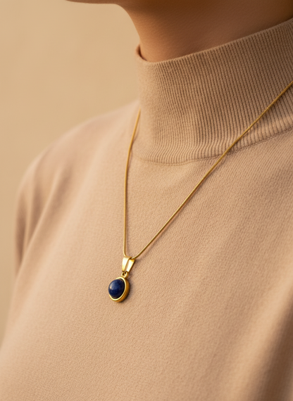 Mini Lapis Drop Pendant Necklace