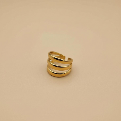 Gold Triple Band Open Ring – Adjustable