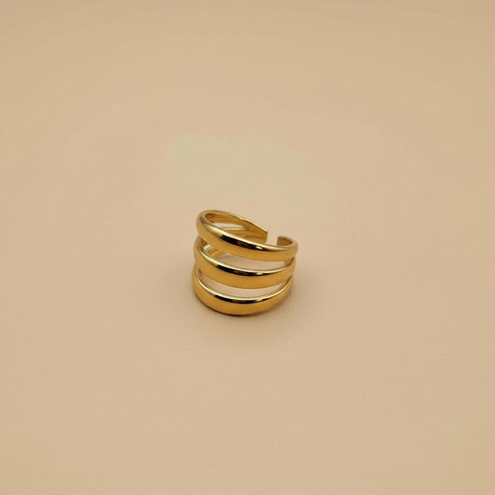 Gold Triple Band Open Ring – Adjustable
