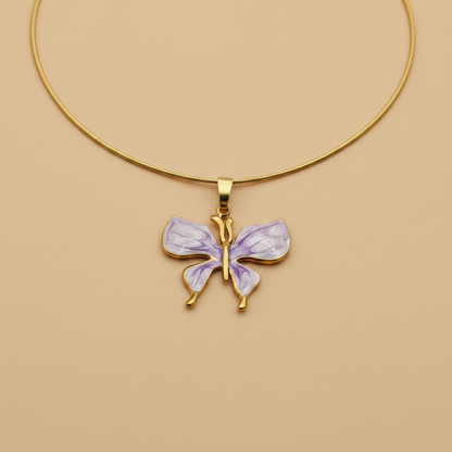 Gold Purple Butterfly Necklace