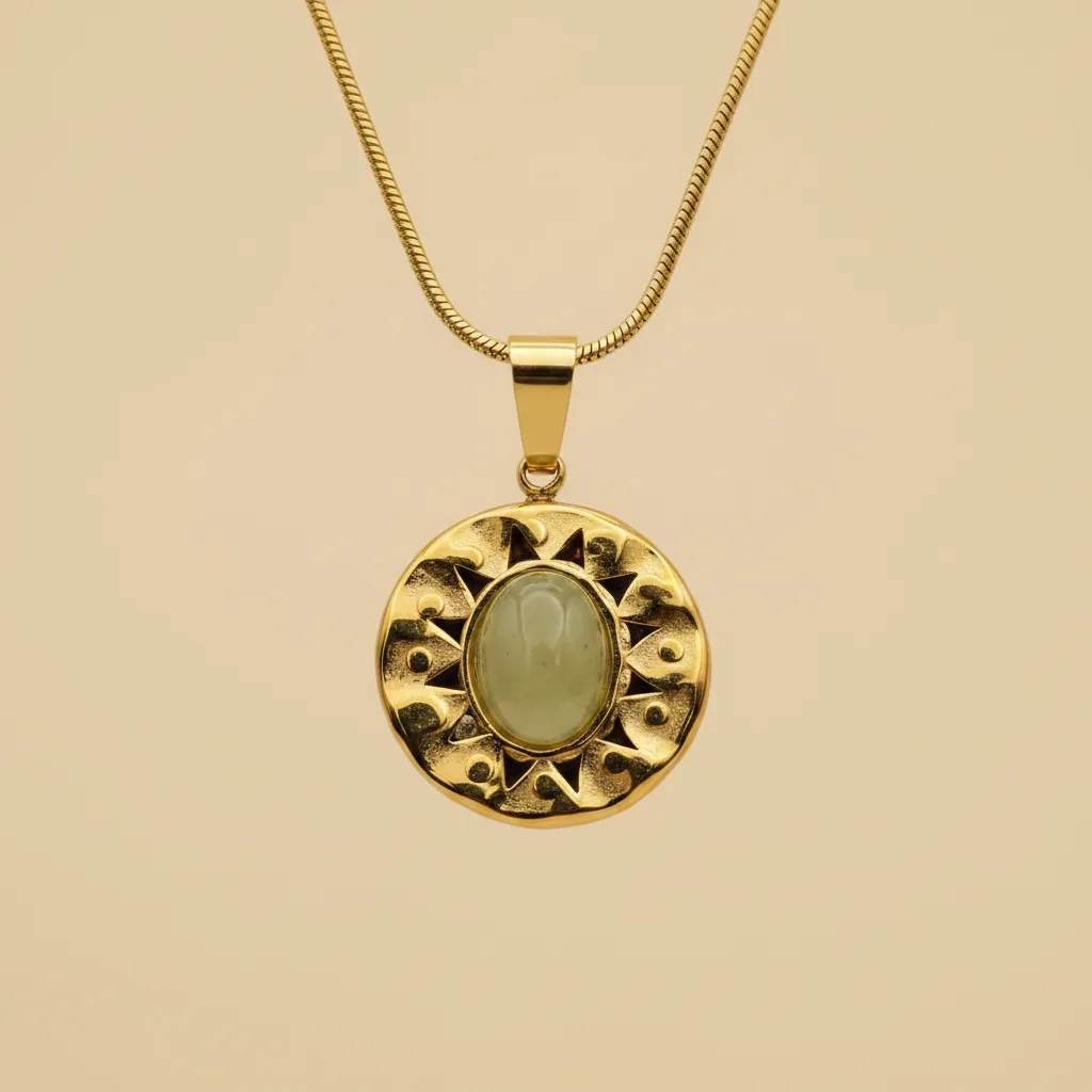 Sunburst Oval Stone Necklace