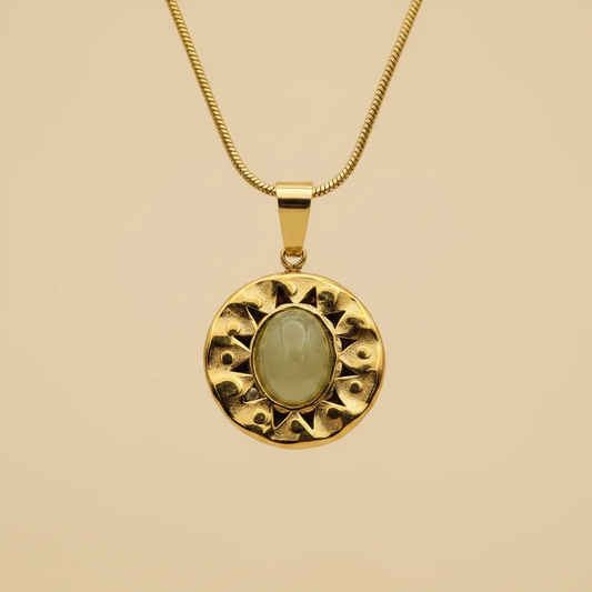 Sunburst Oval Stone Necklace
