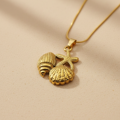 Gold Shell & Starfish Necklace