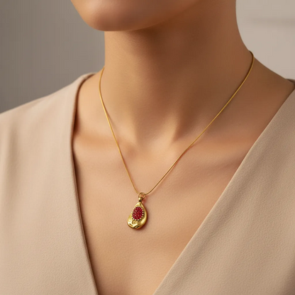 Gold Ruby Cluster Necklace