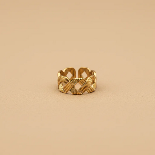 Gold Woven Texture Adjustable Ring