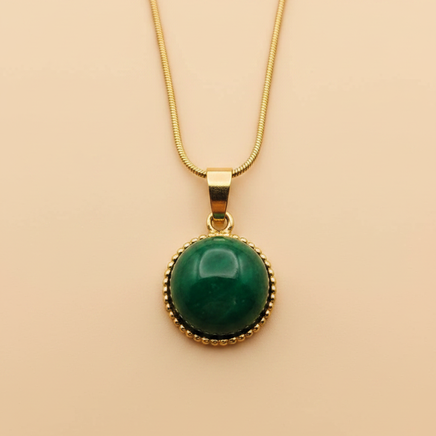 Green Round Stone Necklace