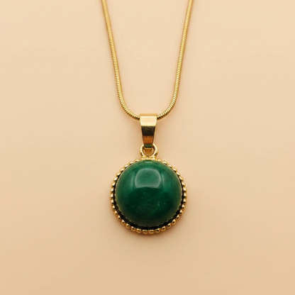 Green Round Stone Necklace