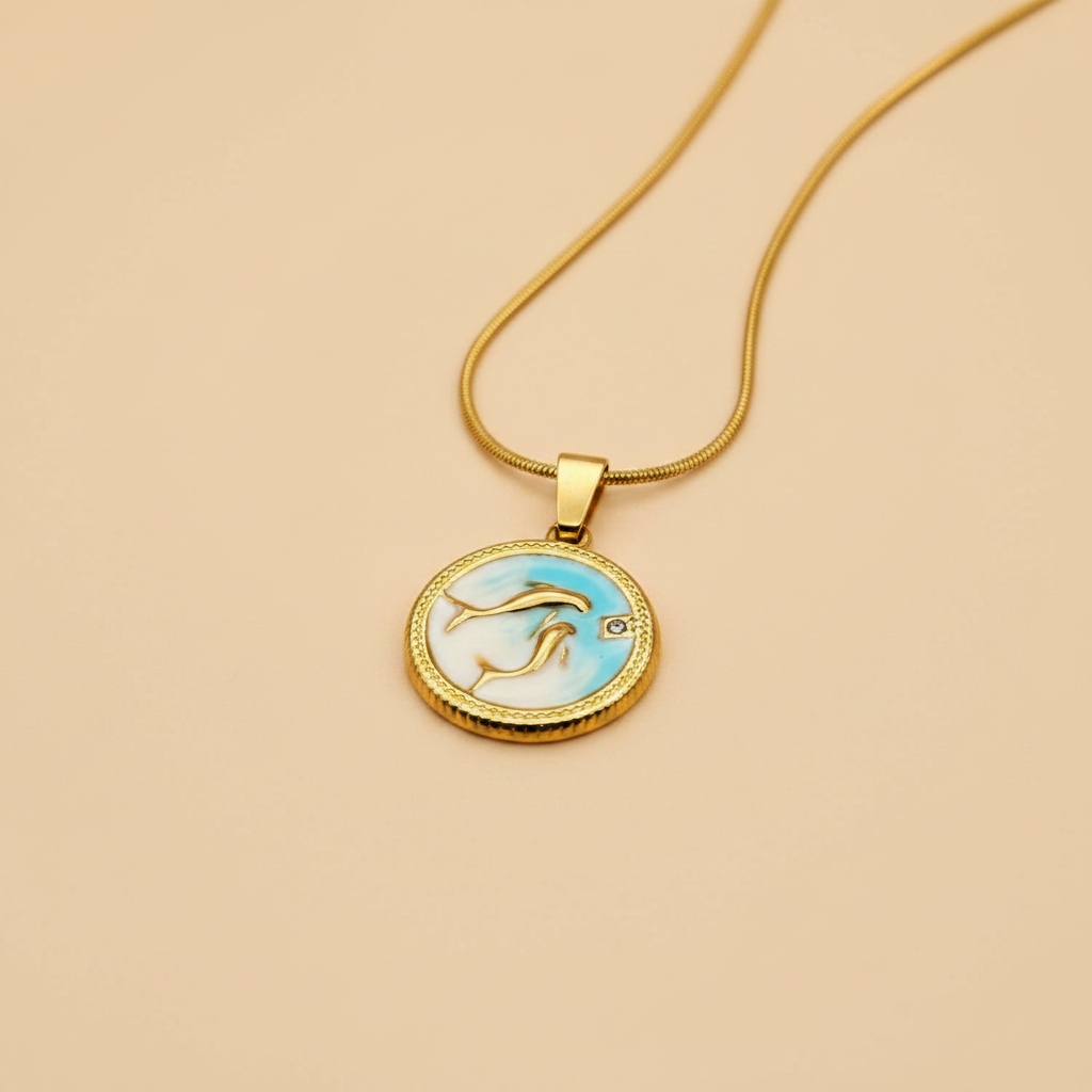 Dolphin Coin Pendant Necklace