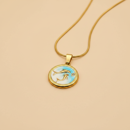 Dolphin Coin Pendant Necklace