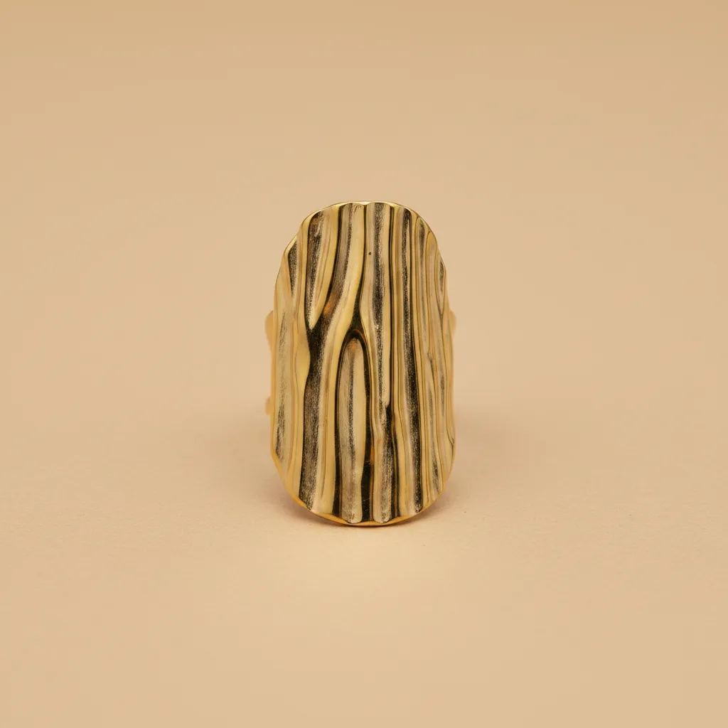 Gold Vertical Texture Statement Ring