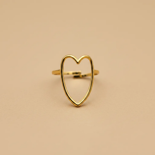 Gold Open Heart Adjustable Ring
