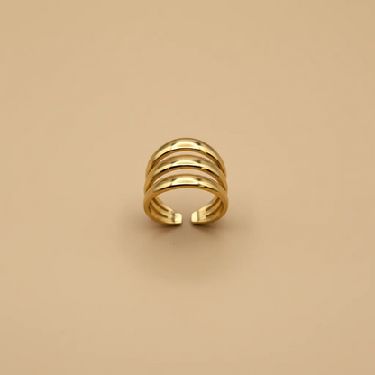 Gold Triple Band Open Ring – Adjustable