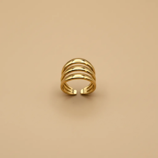 Gold Triple Band Open Ring – Adjustable