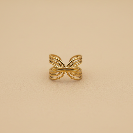 Gold Butterfly Line Adjustable Ring