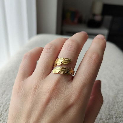 Gold Leaf Adjustable Ring – Open Nature Design