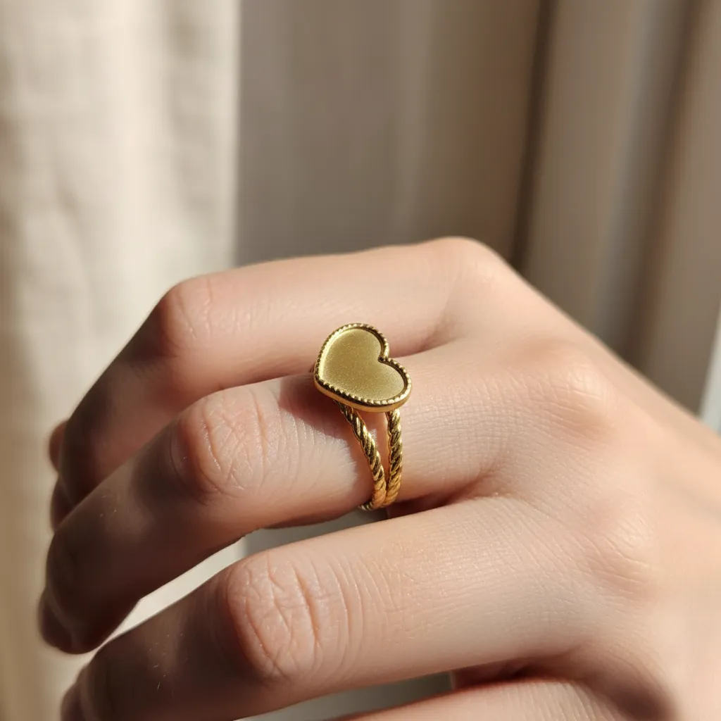 Gold Heart Adjustable Ring – Open Statement Design