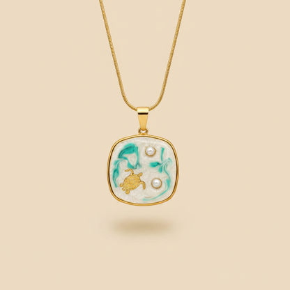 Ocean Turtle Charm Pendant Necklace