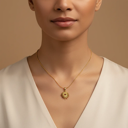 Gold Heart Little Sun Necklace