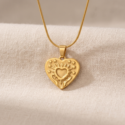 Gold Heart Emblem Necklace