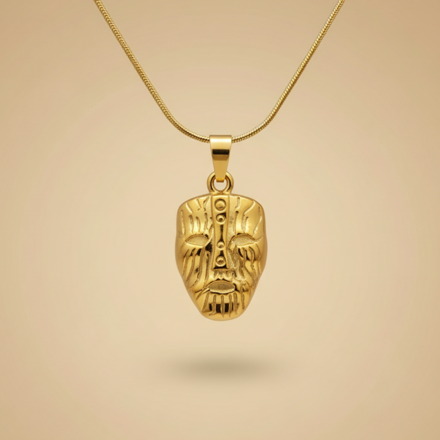 Gold Tribal Mask Necklace