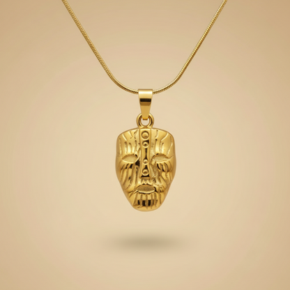 Gold Tribal Mask Necklace