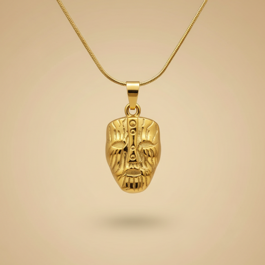 Gold Tribal Mask Necklace