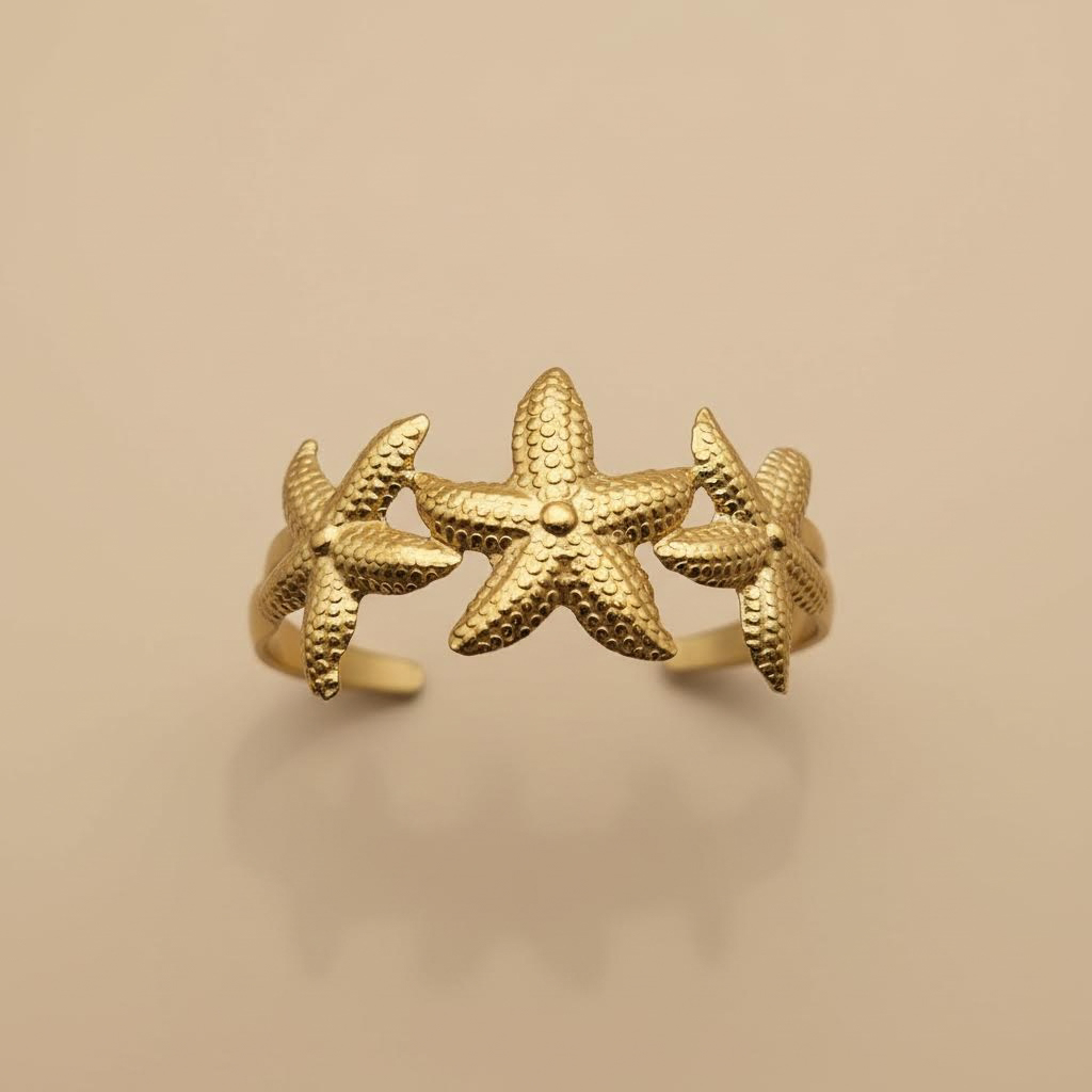 Gold Starfish Cuff – Coastal Statement Bangle
