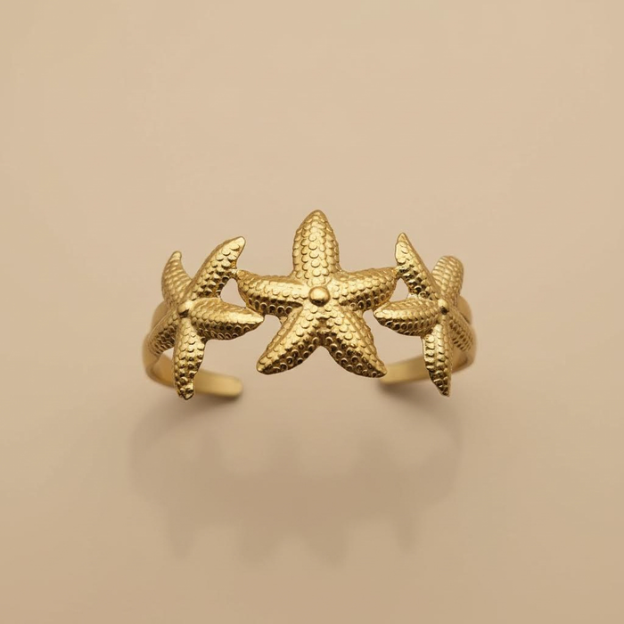 Gold Starfish Cuff – Coastal Statement Bangle