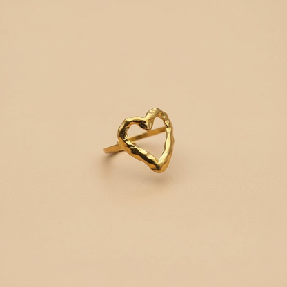 Gold Organic Open Heart Ring – Adjustable Statement Design