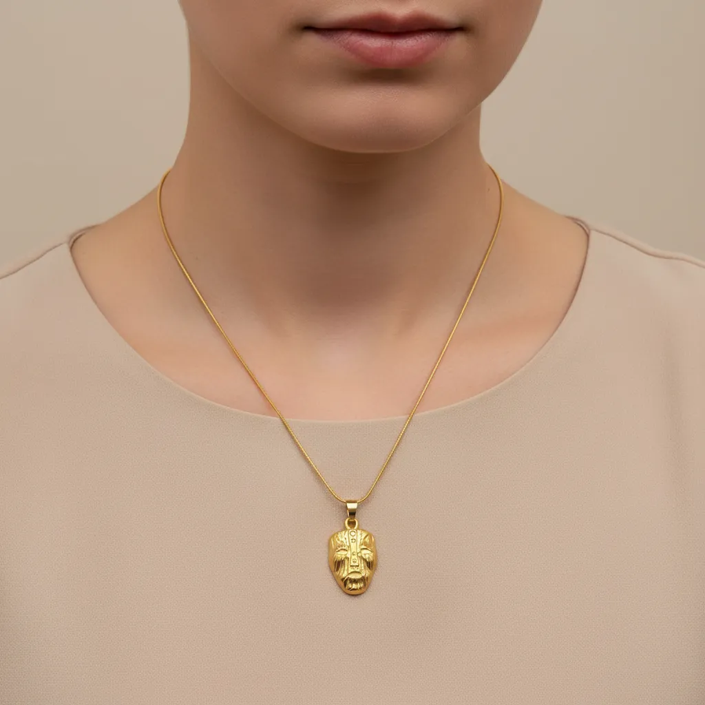 Gold Tribal Mask Necklace