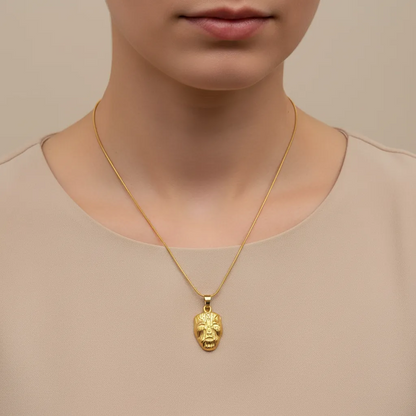Gold Tribal Mask Necklace